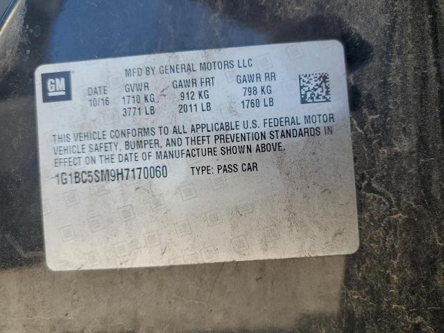 1G1BC5SM9H7170060 - 2017 CHEVROLET CRUZE LS BLACK photo 12