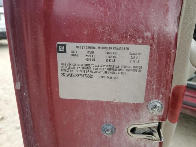 2G1WU58R379173082 - 2007 CHEVROLET IMPALA LTZ ბურგუნდია ფოტო 12