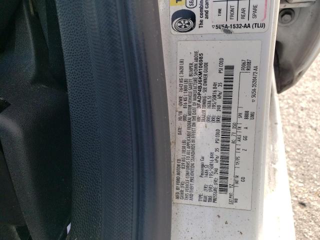 3FADP4BJ6KM106985 - 2019 FORD FIESTA SE Blanc photo 12