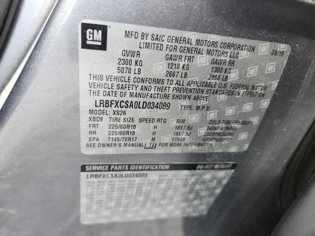 LRBFXCSA0LD034089 - 2020 BUICK ENVISION ESSENCE Gris photo 13