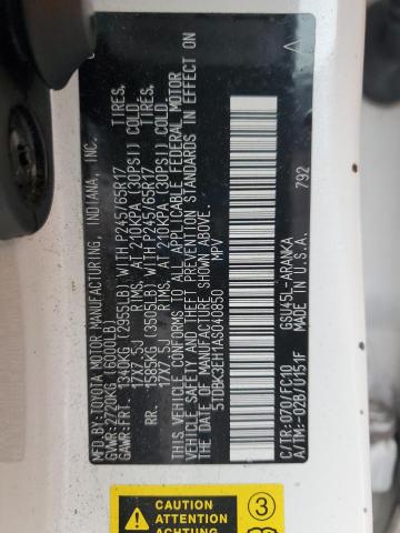 5TDBK3EH1AS040850 - 2010 TOYOTA HIGHLANDER თეთრი ფოტო 14