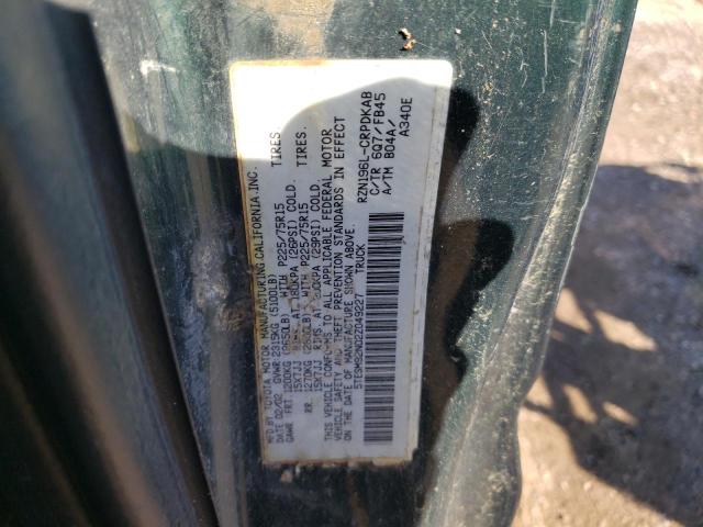 5TESM92N02Z049227 - 2002 TOYOTA TACOMA XTRACAB PRERUNNER Зеленый фото 12