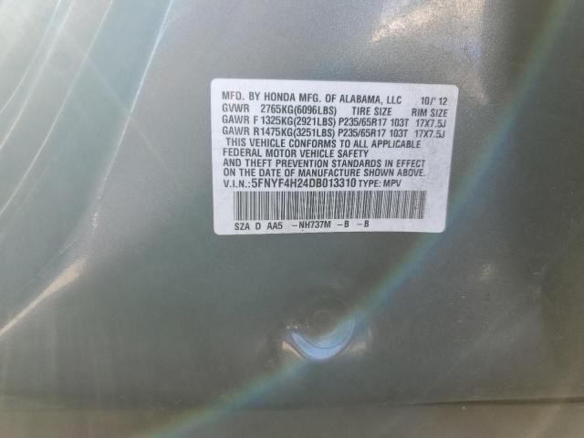 5FNYF4H24DB013310 - 2013 HONDA PILOT LX Boz foto 13