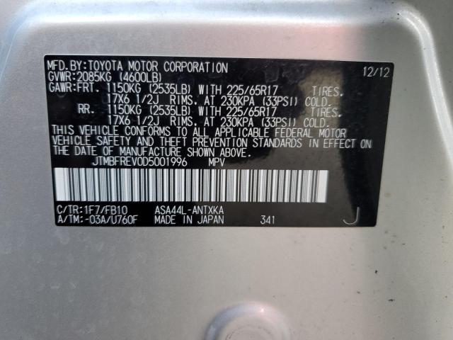 JTMBFREV0D5001996 - 2013 TOYOTA RAV4 LE SILVER photo 13