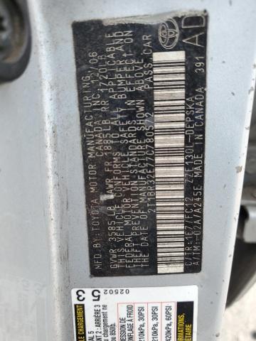 2T1BR32E77C780572 - 2007 TOYOTA COROLLA CE Күміс фото 13