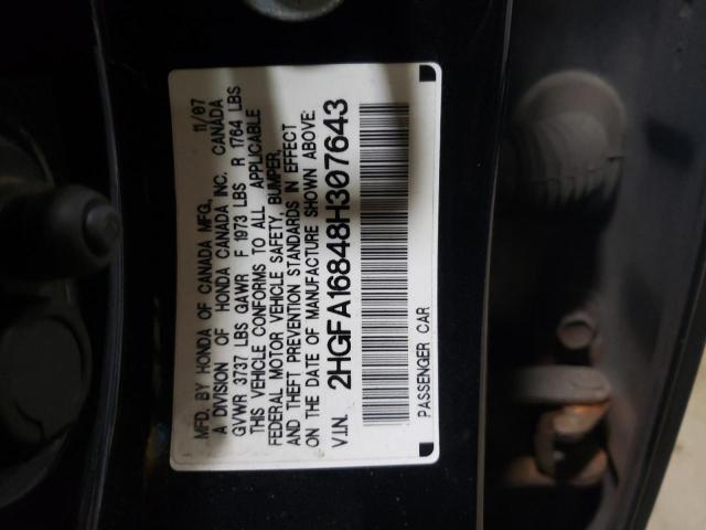 2HGFA16848H307643 - 2008 HONDA CIVIC EX BLACK photo 12