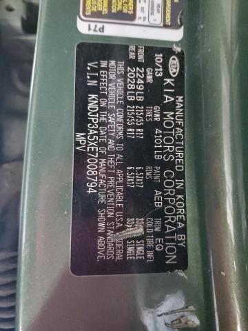 KNDJP3A5XE7008794 - 2014 KIA SOUL + GREEN photo 12
