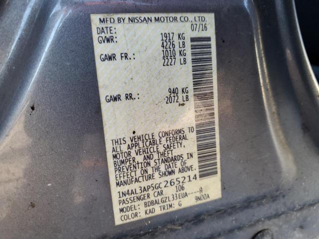 1N4AL3AP5GC265214 - 2016 NISSAN ALTIMA 2.5 ნაცრისფერი ფოტო 12