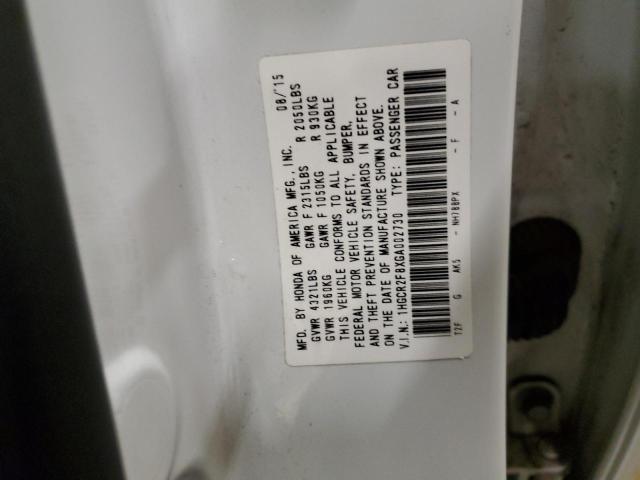 1HGCR2F8XGA002730 - 2016 HONDA ACCORD EXL WHITE photo 12