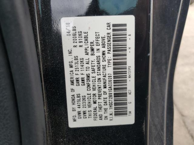 1HGCT2B91GA006097 - 2016 HONDA ACCORD EXL BLACK photo 12