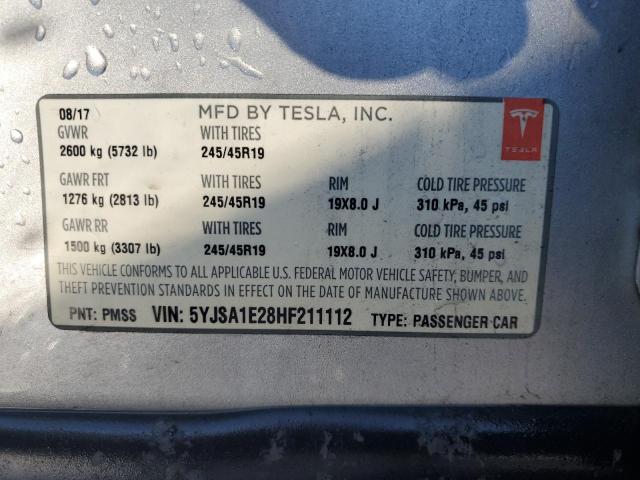 5YJSA1E28HF211112 - 2017 TESLA MODEL S Gümüş foto 12