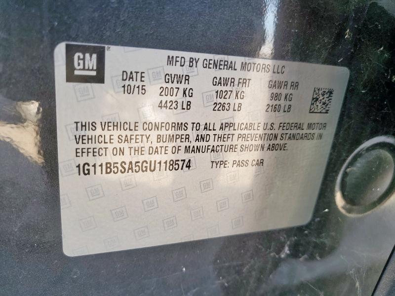 1G11B5SA5GU118574 - 2016 CHEVROLET MALIBU LIM LS GRAY photo 13