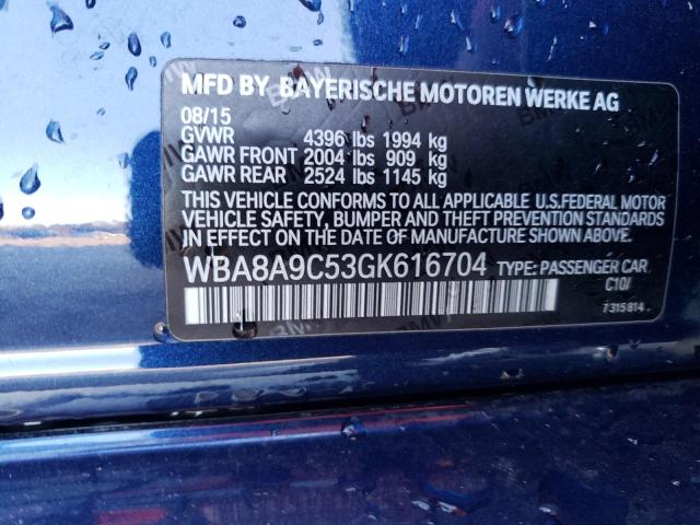 WBA8A9C53GK616704 - 2016 BMW 320 I BLUE photo 12