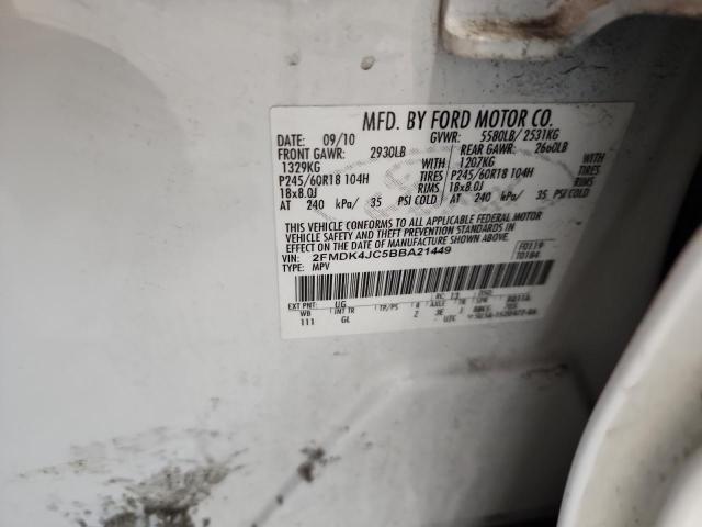 2FMDK4JC5BBA21449 - 2011 FORD EDGE SEL Ağ foto 13