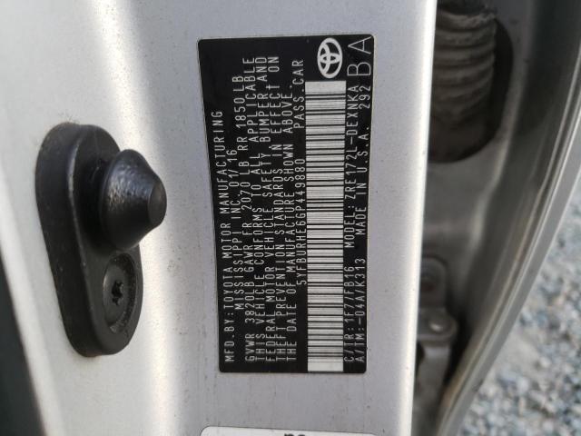 5YFBURHE6GP449880 - 2016 TOYOTA COROLLA L SILVER photo 12