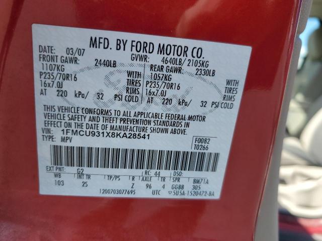 1FMCU931X8KA28541 - 2008 FORD ESCAPE XLT Червоний фото 13