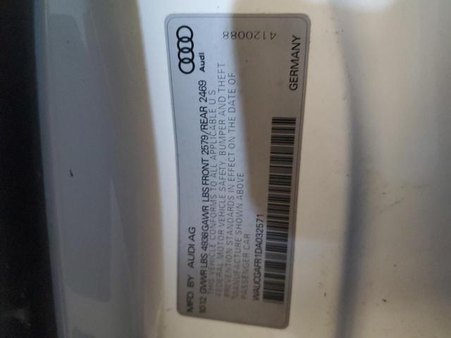 WAUCGAFR1DA032571 - 2013 AUDI S5 PREMIUM PLUS თეთრი ფოტო 12