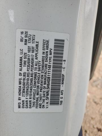 5FNRL5H64GB111148 - 2016 HONDA ODYSSEY EXL თეთრი ფოტო 13