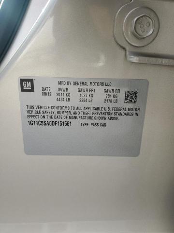 1G11C5SA0DF151561 - 2013 CHEVROLET MALIBU 1LT Бежевый фото 12