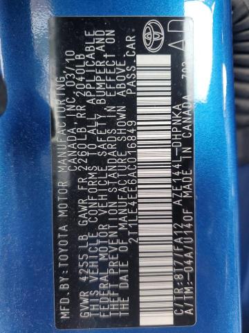 2T1LE4EE6AC016849 - 2010 TOYOTA COROLLA MA S BLUE photo 13