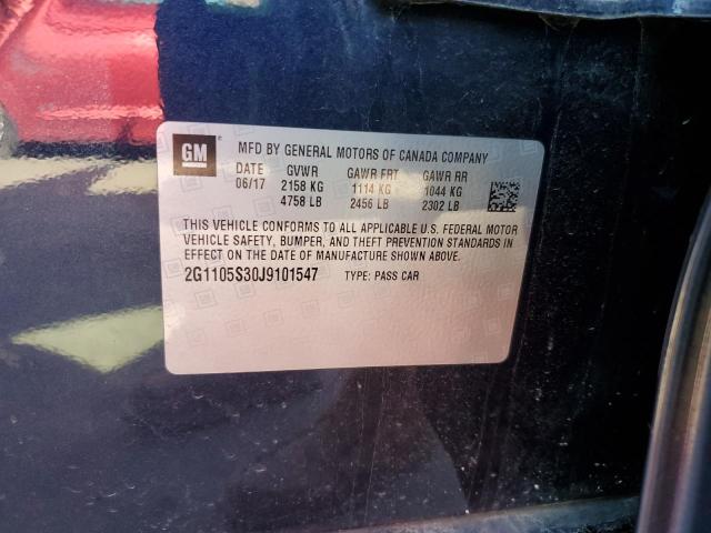 2G1105S30J9101547 - 2018 CHEVROLET IMPALA LT 蓝色 照片 12