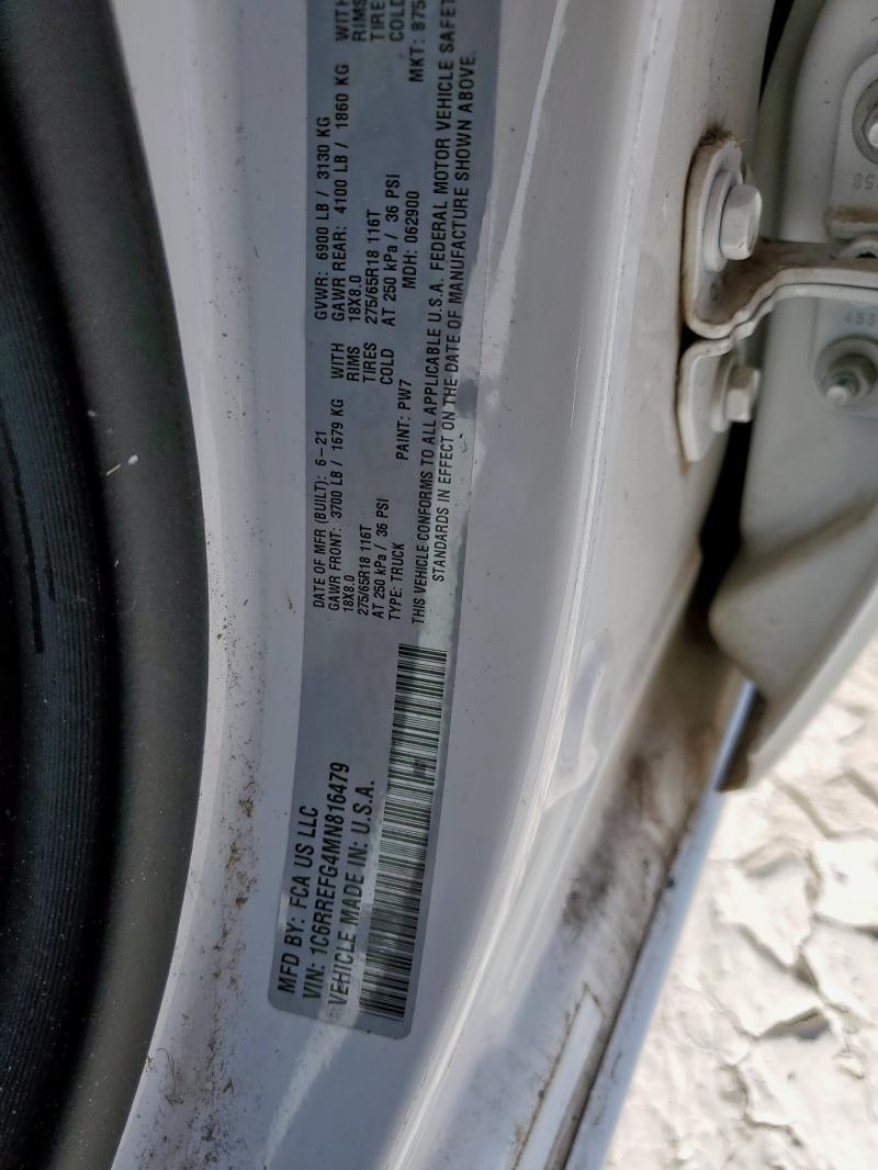 1C6RREFG4MN816479 - 2021 RAM 1500 BIG HORN/LONE STAR WHITE photo 12