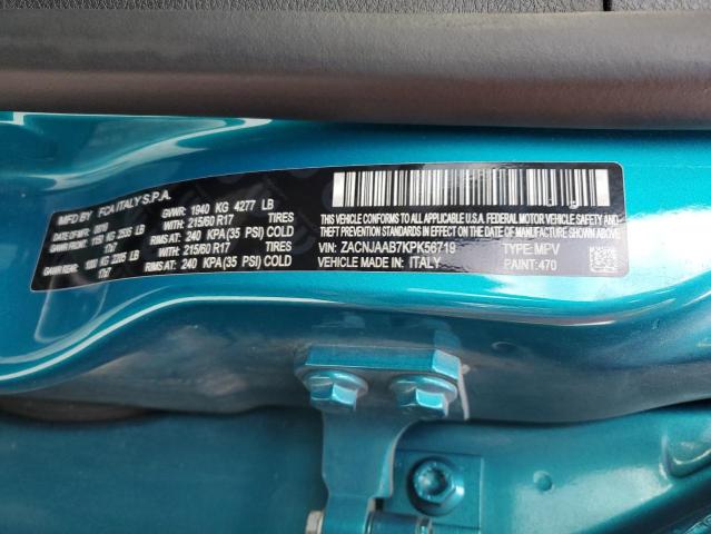 ZACNJAAB7KPK56719 - 2019 JEEP RENEGADE SPORT Синьо-зелений фото 13