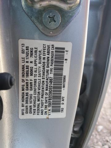 19XFB2E59DE014867 - 2013 HONDA CIVIC LX SILVER photo 13