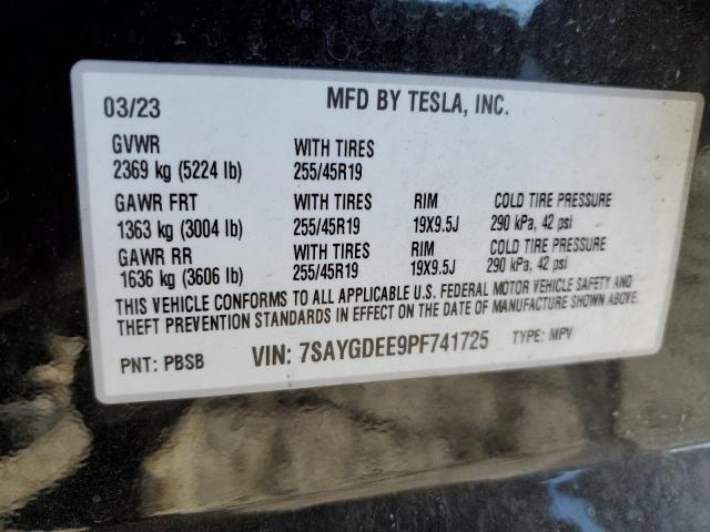7SAYGDEE9PF741725 - 2023 TESLA MODEL Y BLACK photo 12
