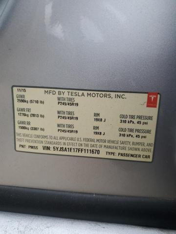 5YJSA1E17FF111670 - 2015 TESLA MODEL S SILVER photo 12