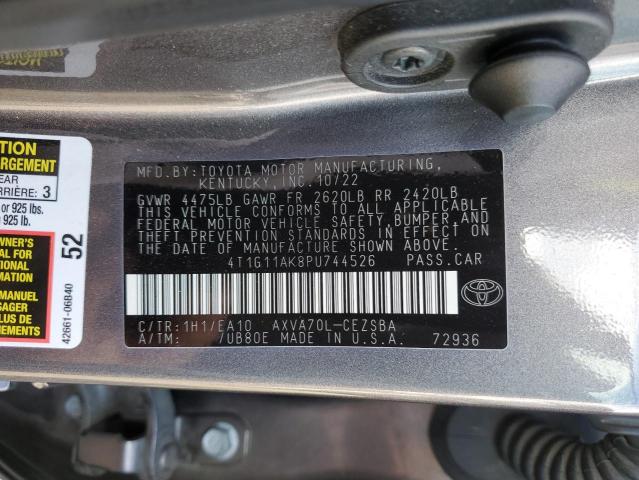 4T1G11AK8PU744526 - 2023 TOYOTA CAMRY SE NIGHT SHADE GRAY photo 12