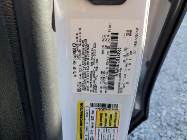 3FA6P0H72JR133566 - 2018 FORD FUSION SE Սպիտակ լուսանկար 12