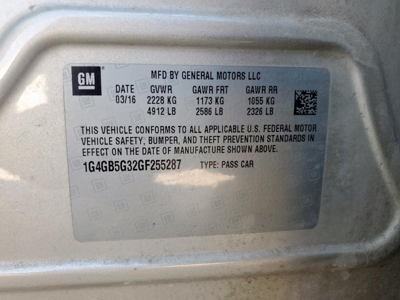 1G4GB5G32GF255287 - 2016 BUICK LACROSSE TAN photo 12