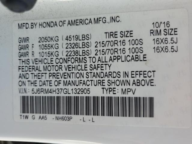 5J6RM4H37GL132905 - 2016 HONDA CR-V LX 白色 照片 13