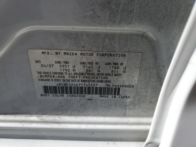 JM1BK324171745557 - 2007 MAZDA 3 S WHITE photo 13