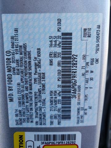 3FA6P0G79FR128292 - 2015 FORD FUSION S SILVER photo 12