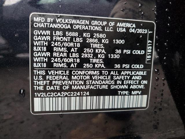 1V2LC2CA2PC224124 - 2023 VOLKSWAGEN ATLAS CROS SE Noir photo 12