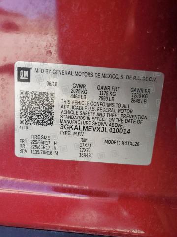 3GKALMEVXJL410014 - 2018 GMC TERRAIN SLE RED photo 13
