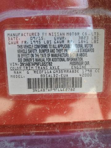 3N1AB7AP9FL682782 - 2015 NISSAN SENTRA S RED photo 12