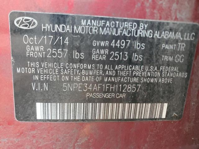 5NPE34AF1FH112857 - 2015 HYUNDAI SONATA SPORT RED photo 13