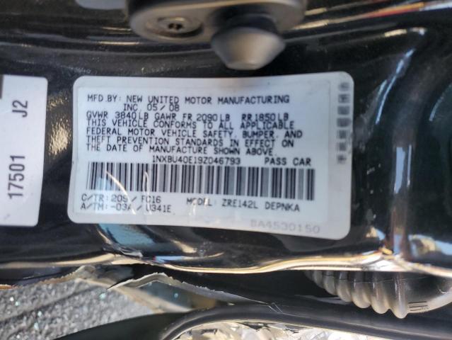 1NXBU40E19Z046793 - 2009 TOYOTA COROLLA BASE Siyah fotoğraf 12