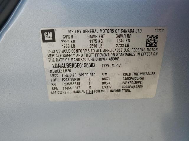 2GNALBEK5E6156302 - 2014 CHEVROLET EQUINOX LT SILVER photo 13