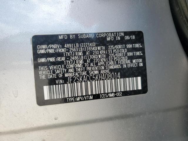 JF2SKACC5KH408014 - 2019 SUBARU FORESTER 银色 照片 13