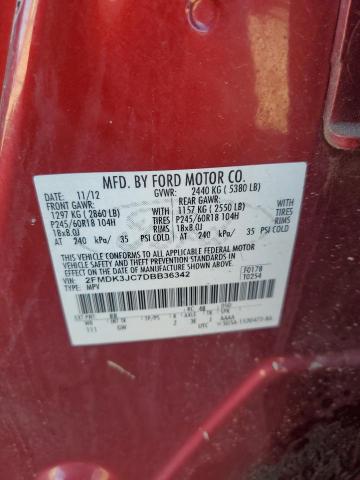2FMDK3JC7DBB36342 - 2013 FORD EDGE SEL Bordeaux photo 14