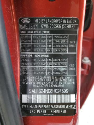 SALFS24N08H024696 - 2008 LAND ROVER LR2 SE TECHNOLOGY RED photo 13