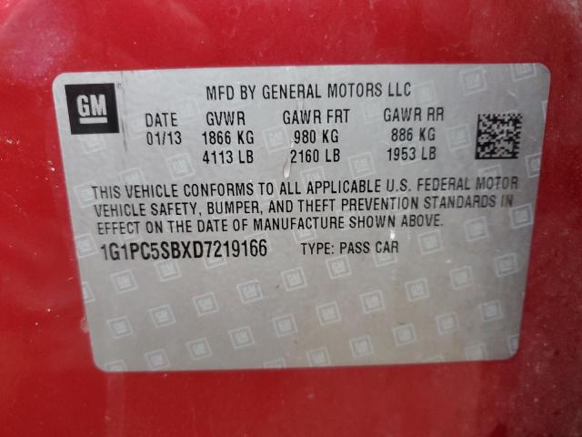 1G1PC5SBXD7219166 - 2013 CHEVROLET CRUZE LT RED photo 13