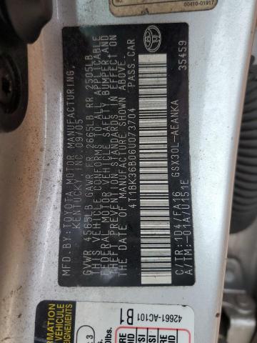 4T1BK36B06U073704 - 2006 TOYOTA AVALON XL SILVER photo 12