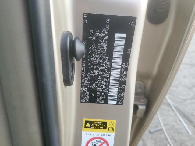 5TDZK3EH4AS011762 - 2010 TOYOTA HIGHLANDER ბეჟი ფოტო 12
