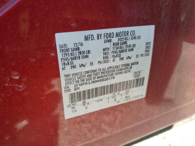 2FMPK3J80HBB25178 - 2017 FORD EDGE SEL RED photo 14