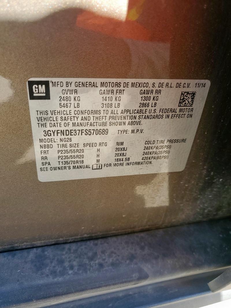 3GYFNDE37FS570689 - 2015 CADILLAC SRX PREMIUM COLLECTION Қоңыр фото 12